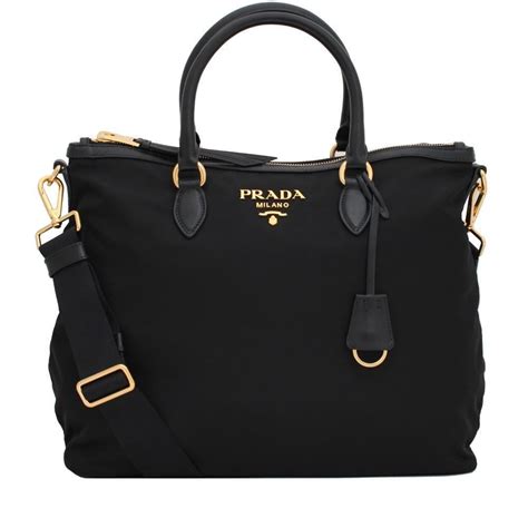 1bc060 prada|Prada Black Tessuto Nylon Calf Leather Trim Satchel Tote Bag .